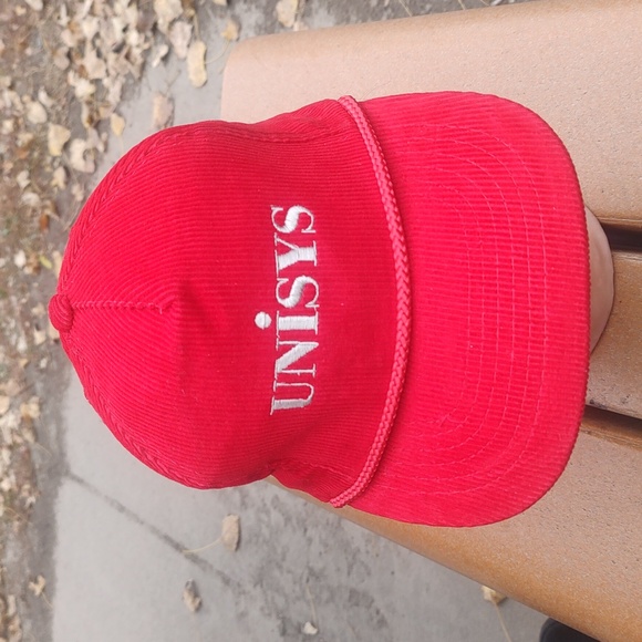 Vintage UNISYS Embroidered Corduroy Snapback Cotton Cap Hat w/Rope - Picture 1 of 9